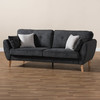 Baxton Studio Miranda Mid-Century Modern Dark Grey Upholstered Sofa 145-8214